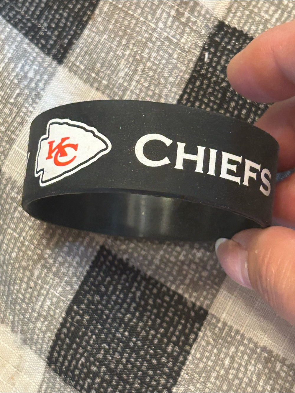 Vintage NFL Kansas City Chiefs wide black silicone rubber bracelet